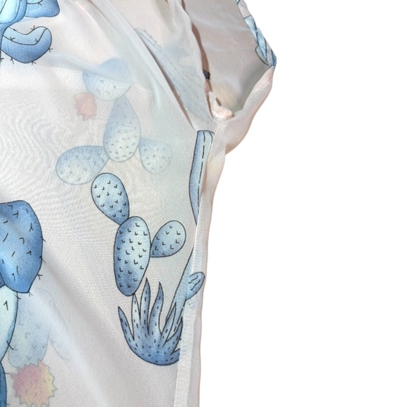 123 STORY x LINE UP Poly Chiffon Cactus Print Poncho / Cover Up / Cardigan O/S - Picture 6 of 8